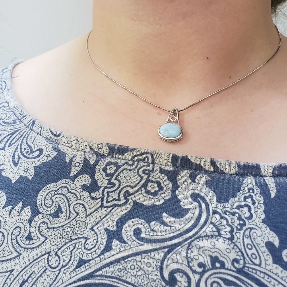 Blue Larimar Sterling Silver Necklace